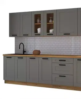 Sivý kuchynský nábytok Kuchynská linka Luna claygrey/artisan 260 bez dosku