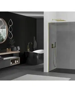 Sprchové dvere MEXEN/S - Kioto L Sprchová zástena WALK-IN 120 x 200, grafit, zlatá kartáčovaná 800-120-103-55-40