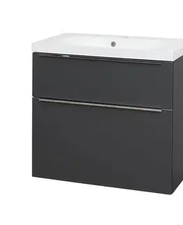 Kúpeľňový nábytok Mereo Mailo, kúpeľňová skrinka s umývadlom z liateho mramoru 81 cm, antracit, chróm madlo CN531M