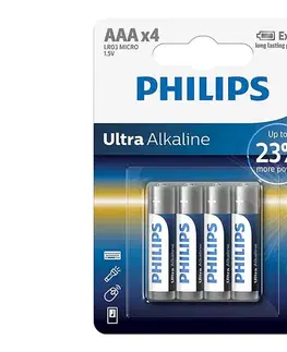 Predlžovacie káble Philips LR03E4B/10 - 4 ks Alkalická batéria AAA ULTRA ALKALINE 1,5V 1250mAh Phil-LR03E4B/10