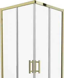 Vane MEXEN/S - Rio sprchovací kút štvorec 80 x 80, transparent, zlato + vanička Rio vrátane výpuste 860-080-080-50-00-4510