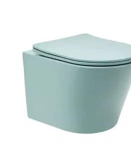 Záchody Wc s doskou softclose závesné SAT Infinitio zelená mat zadný odpad SATINF010RREXPLGEM SATINF010RREXPLGEM