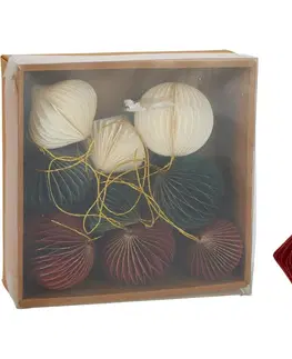 Vianočné dekorácie Súprava 9 ks vianočných ozdôb Ornaments, červená-zelená-biela, 6 cm, honeycomb