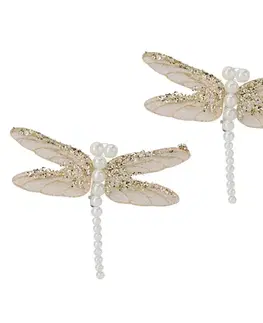 Vianočné dekorácie Set vianočných ozdôb Vážka, zlatá, 13x9x1,5 cm, SET 2 KS