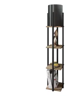 Lampy  Stojacia lampa s poličkami NORA 1xE27/40W/230V čierna/hnedá 390FLH1162