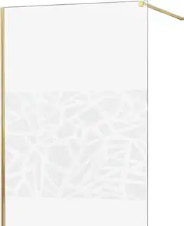 Sprchové dvere MEXEN/S - KIOTO Sprchová zástena WALK-IN 80x200 cm 8 mm, zlatá, biely vzor 800-080-101-50-85