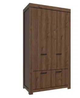 Šatníkové skrine KONDELA Boras 4D štvordverová šatníková skriňa dub hnedý