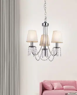 Svietidlá Chrómový/béžový závesný luster 3x40W Ruti