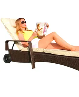 Záhradný nábytok Avenberg Záhradné relaxačné ležadlo Havana, hnedé, 200 x 69 x 33 cm