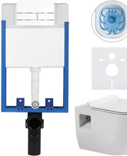 Záchody CERANO - Kompletný WC set Profi/Dure - biela lesklá - WC tlačidlo Line/Biela - na zamurovanie - 51x35 CER-8050BD84286