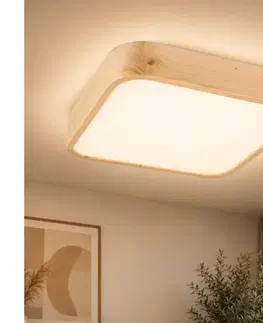Svietidlá  Stropné svietidlo NATURAL SQUARE 4xE27/15W/230V 45x45 cm borovica LD-PD-11.2/SOSNA