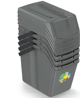 Odpadkové koše NABBI ISWB25S4 odpadkový kôš na triedený odpad (4 ks) 25 l sivý kameň
