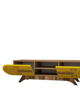 TV stolíky TV stolík Defne - Walnut Yellow