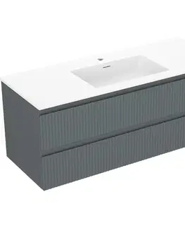 Kúpeľňový nábytok MEXEN/S - Rivel kúpeľňová skrinka 120 cm s umývadlom Otis, 2 zásuvky, reliéf, grafit mat/biela mat - 91A20-12047-2-BFF66-W18M 91A20-12047-2-BFF66-W18M01