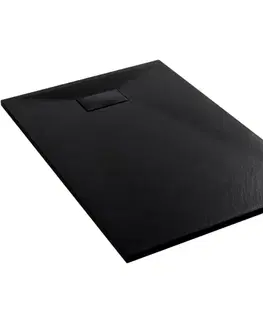 Vane CERANO - Sprchová vanička obdélníková Gusto - SMC/minerální kompozit - strukturovaná černá matná - 90x70x3  CER-414581