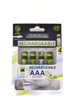 Batérie primárne Kinekus Monočlánok, batéria nabíjacia AAA 400mAh 1.5V, LITIUM-ION, 4ks, USB-C