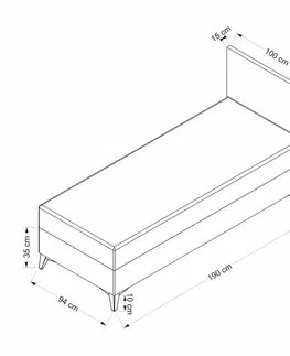 Postele Rám jednolôžkovej postele s čelom Samira 90 x 190 - Grey