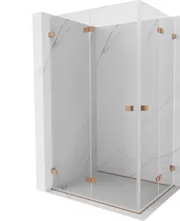 Sprchovacie kúty MEXEN/S - Lunar-F Duo sprchovací kút skladacie dvere 100 x 90, transparent, meď kartáčovaná 836-100L-090P-65-00
