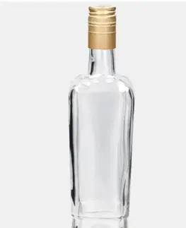 Shakery Kinekus Fľaša na alkohol sklo 700ml  (uzáver na závit  zlaty/čiery)