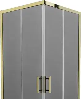 Vane MEXEN/S - Rio sprchovací kút štvorec 80 x 80, grafit, zlato + vanička Rio vrátane výpuste 860-080-080-50-40-4510
