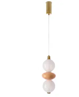 Stropná svetla FLORES lampa wisząca mosiężny+brązowy 12W LED 3000K klosz biały