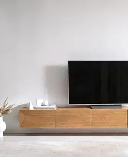 Televízne stolíky DELIFE TV stolík Kayu 220 cm akácia prírodná 4 dvierka závesný