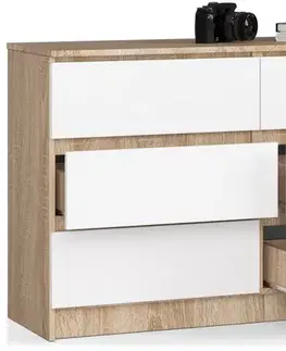 Komody a skrinky Moderná komoda, SOPHIE120, dub Sonoma / biela