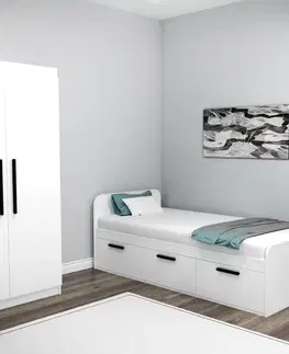Postele Rám jednolôžkovej postele Akser - White