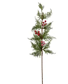 Vianočné dekorácie Zimná vetvička s bobuľkami, 75 cm