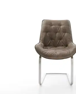 Jedálenské stoličky DELIFE Jedálenská stolička Taimi-Flex mikrovlákno taupe vintage jedálenská stolička plochý nerezová oceľ