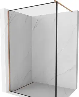 Sprchové dvere MEXEN/S - Kioto Sprchová zástena WALK-IN 60 x 200, čierny vzor 8 mm, meď kartáčovaná 800-060-101-65-70