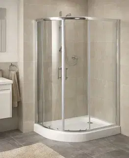 Sprchovacie kúty OLSEN SPA - Sprchovací asymetrický kút s vaničkou IBIZA II - Farba rámu zásteny - Hliník chróm, Rozmer A - 100, Rozmer B - 80, Smer zatváranie - Pravé (DX), Výplň - Číre bezpečnostné sklo - 5 mm OLBIBI210P