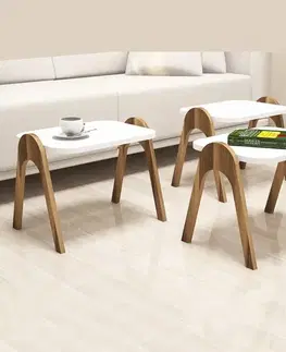 Konferenčné stolíky Sada odkladacích stolíkov (3 kusy) Paris - Walnut, White