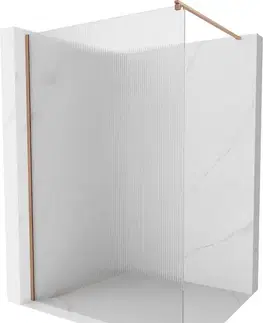 Sprchové dvere MEXEN/S - Kioto Sprchová zástena WALK-IN 100 x 200, prúžky 8 mm, meď kartáčovaná 800-100-101-65-09