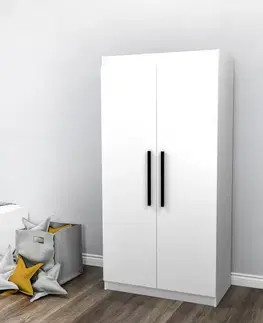 Šatňové skrine Šatníková skriňa Akser - White