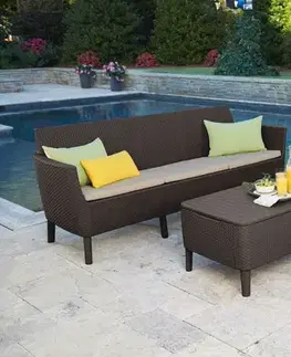 Záhradný nábytok KETER Pohovka SALOMON 3 seater sofa | hnedá