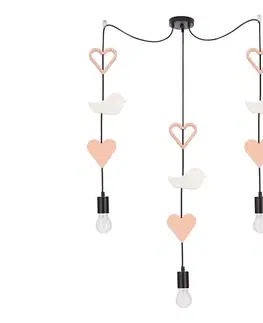 Svietidlá  Detský závesný luster na lanku TRIO 3xE27/20W/230V ružová/biela 33-28488