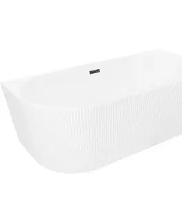 Vane MEXEN/S - Silo voľne stojaca rohová vaňa pravá reliéf 170 x 80, biela, sifón a prepad čierna 52891708000P-70