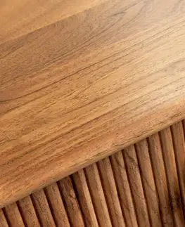 Televízne stolíky DELIFE TV stolík Surimu 240 cm akácia svetlohnedá 4 dvierka korková rukoväť závesný