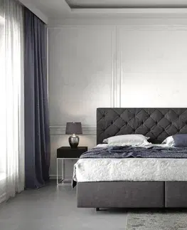 Postele Boxspring DELIFE Boxspring posteľ Dream-Great 180×200 cm čierna s matracom a topperom