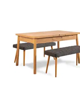 Jedálenské sety Jedálenský set s rozkladacím stolom a lavicou (3 kusy) Santiago 1053 - Atlantic Pine, Anthracite