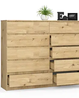 Komody a skrinky Moderná široká a vysoká komoda, HERMÍNA160, dub Artisan
