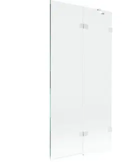 Sprchové dvere MEXEN/S - Lunar vaňová zástena 2-krídlová pravá 90 x 150, transparent, biela 897-090-100-20-00-P