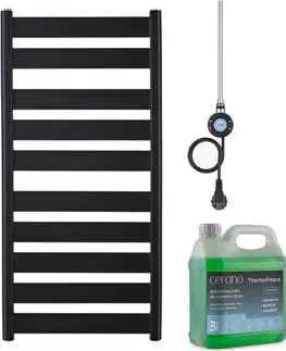 Doplnky do kúpeľne CERANO - Kúpeľňový elektrický radiátorový set Marco - WIFI - 600W - čierna matná - 1125x550 mm CER-978849