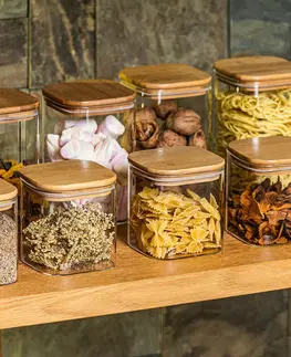 Misky a misy 4Home Sklenená dóza na potraviny s viečkom Bamboo, 550 ml, 550 ml