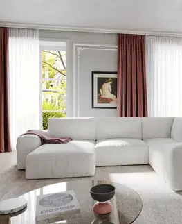 Sedacie súpravy XL DELIFE Pohovka v tvare U Lanzo 300x210 cm bouclé bielo-béžová ležadlo variabilné