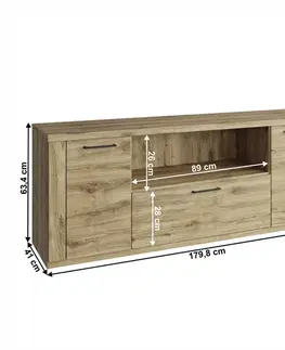 TV stolíky KONDELA Dorsi 2D1S/180 tv stolík dub navarra