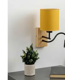 Svietidlá BRILAGI - LED nástenné svietidlo NUBILA WOOD 1xE27/25W/230V + LED/3W dub/čierna/žltá BG1564+BG2452