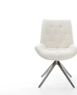 Jedálenské stoličky DELIFE Jedálenská stolička Taimi-Flex bouclé mäkký béžová krížová podstava široká grafitová 360° otočná s hojdacou funkciou