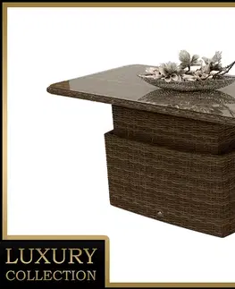 Stolčeky DEOKORK Ratanový stôl výsuvný jedálenský/odkladací 150 x 80 cm BORNEO LUXURY (hnedá)